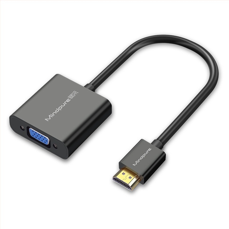 HDMI–VGA adapter hanggal, 0,15 m kábel, ABS ház, aranyozott csatlakozó, oxigénmentes réz vezető