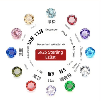 S925 Sterling ezüst négyprongos fülbevaló színes csillogó kövekkel, kifinomult és minimalist stílus