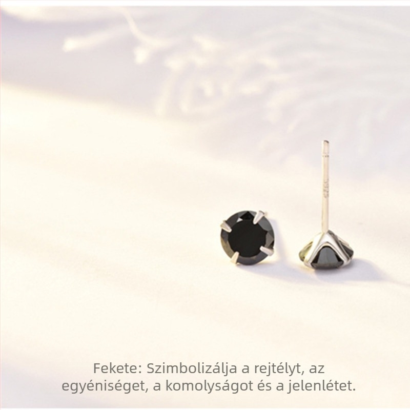 S925 Sterling ezüst négyprongos fülbevaló színes csillogó kövekkel, kifinomult és minimalist stílus