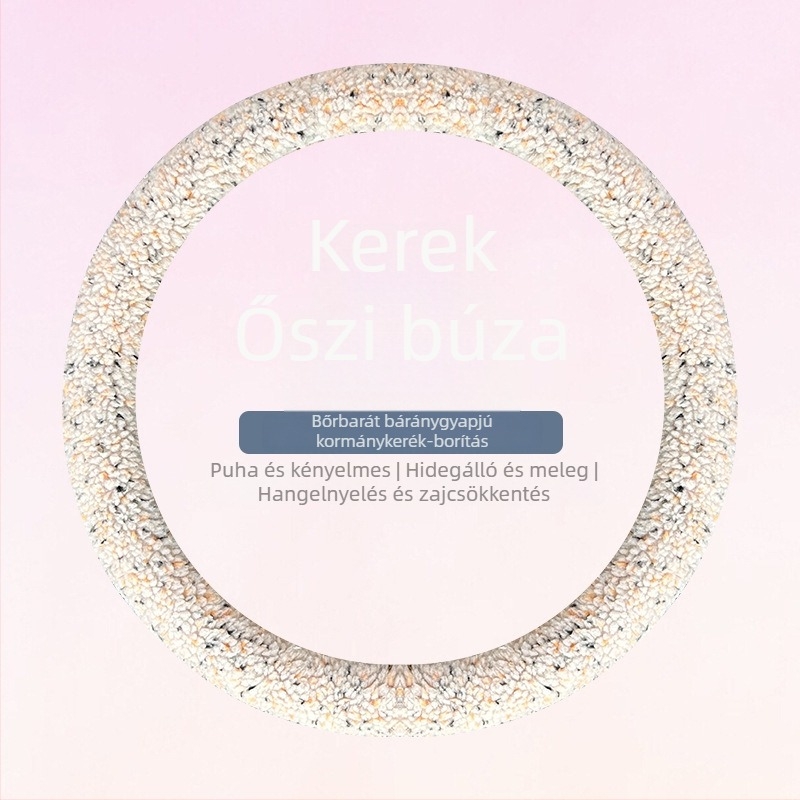 Téli báránybőr plüss kormánykerékborítás, minimalist stílus, univerzális illeszkedés, 38 cm
