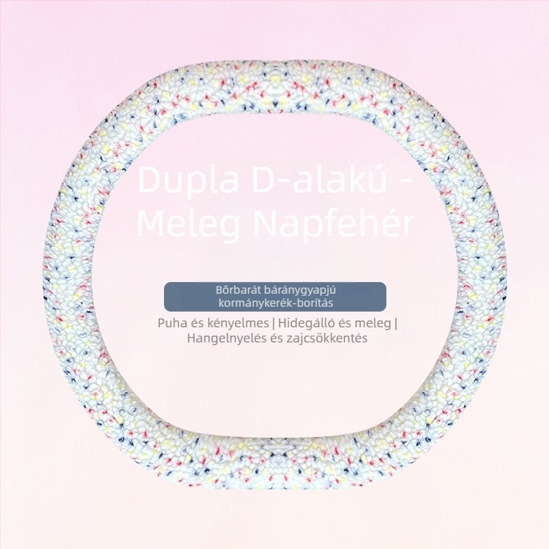 Téli báránybőr plüss kormánykerékborítás, minimalist stílus, univerzális illeszkedés, 38 cm
