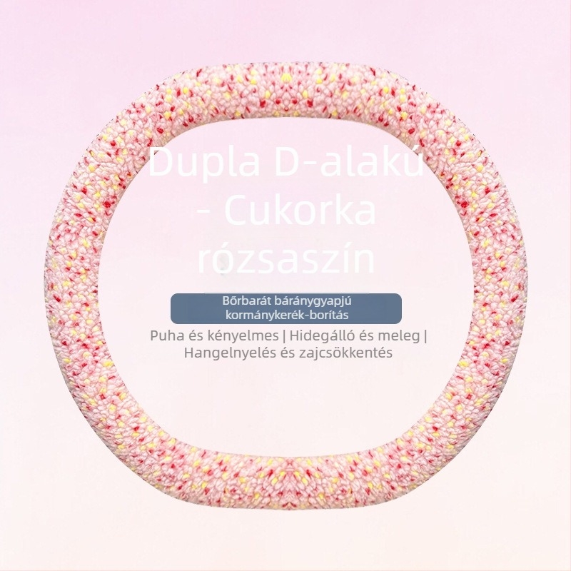 Téli báránybőr plüss kormánykerékborítás, minimalist stílus, univerzális illeszkedés, 38 cm