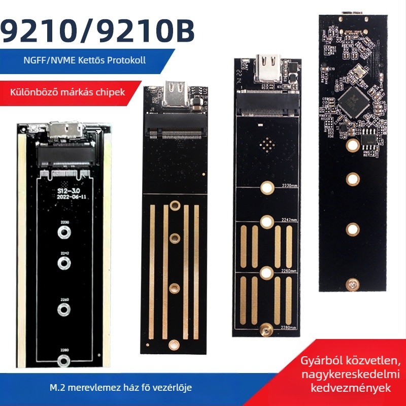 M.2 NVMe külső tok USB 3.1 Type-C-hez és PCIe NGFF adapter, NVMe/NGFF kompatibil, támogatja akár 8TB, átviteli sebesség akár 20Gbps