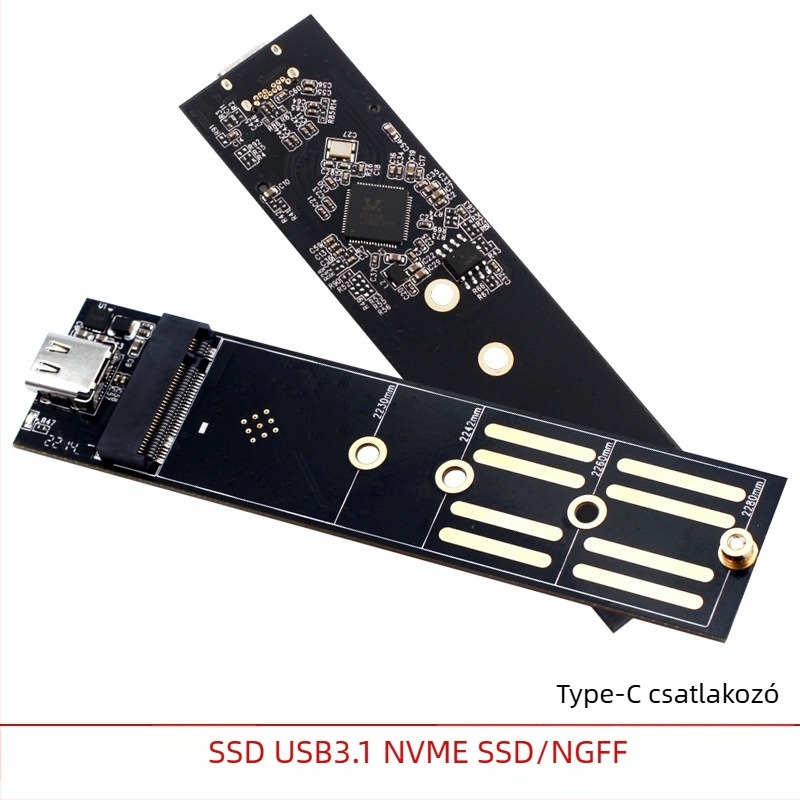 M.2 NVMe külső tok USB 3.1 Type-C-hez és PCIe NGFF adapter, NVMe/NGFF kompatibil, támogatja akár 8TB, átviteli sebesség akár 20Gbps