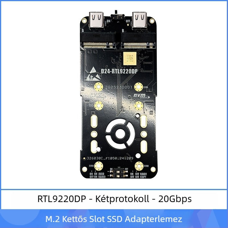 M.2 NVMe külső tok USB 3.1 Type-C-hez és PCIe NGFF adapter, NVMe/NGFF kompatibil, támogatja akár 8TB, átviteli sebesség akár 20Gbps