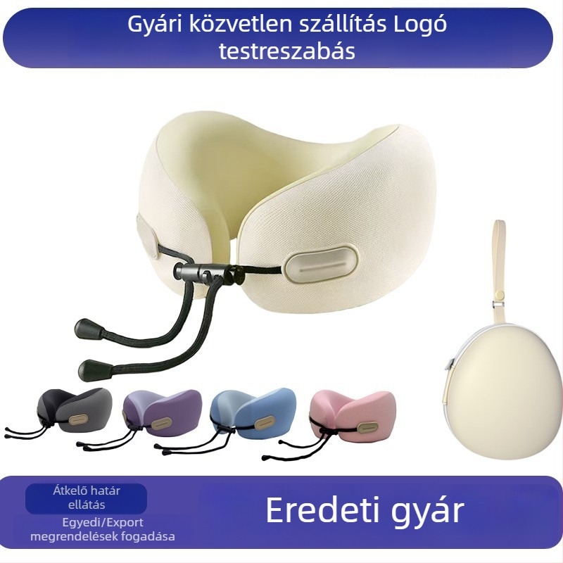 U-alakú utazó nyakpárna memóriahabos töltettel, Ice Silk borítással, modern minimalist stílus, gyerekeknek és felnőtteknek