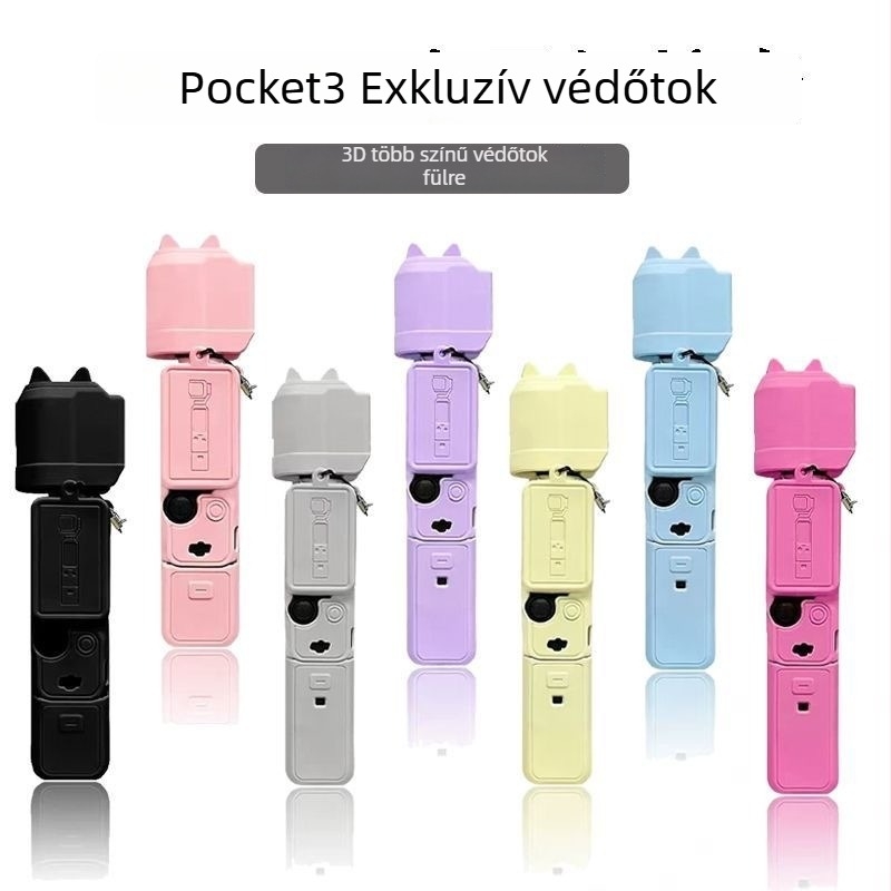 Pocket3 szilikon védőtok DJI Osmo Pocket 3-hoz, lencsevédelem és porvédőfedél