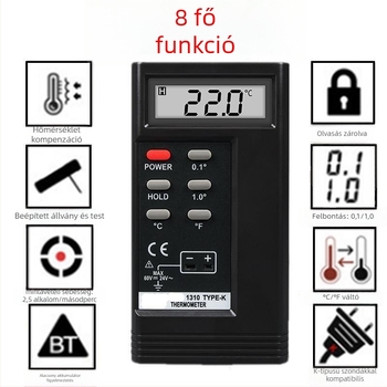 YD1310 Digitális hőmérő - Ipari elektronikus hőmérő NR probe-nal, tartomány 0–1300°C, felbontás 0.5°C, pontosság osztálya 1.0