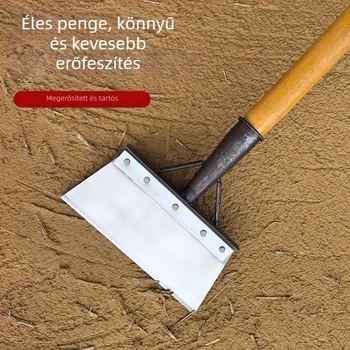Multifunkcionális kerti ásó karbonacél pengével és eukaliptuszfa nyéllel, hó- és gyomirtásra, kerttisztításra