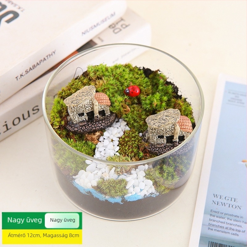 DIY mohás Mikrotáj Készlet — anyagok hengeres üveghez, kreatív családi kézművesség, mini zöld növények, vállalati ajándék