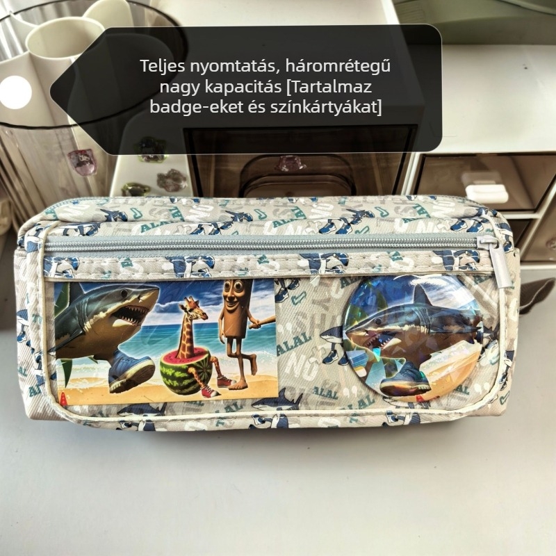 Labubu tolltartó karikatúra mintával, vászon anyag, nagy kapacitású, koreai verzió
