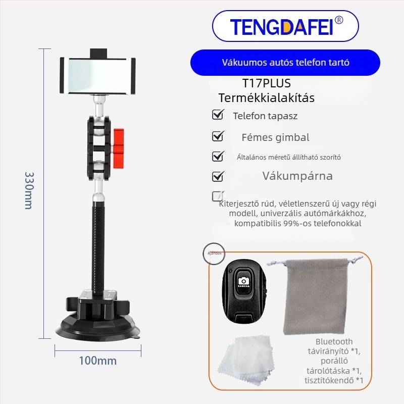 TENGDAFEI autótelefon tartó és állvány élő közvetítéshez (univerzális, ötvözet, modell T16)