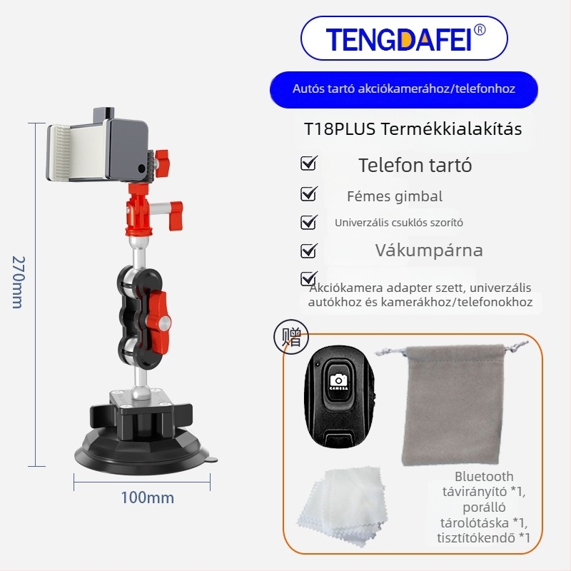 TENGDAFEI autótelefon tartó és állvány élő közvetítéshez (univerzális, ötvözet, modell T16)