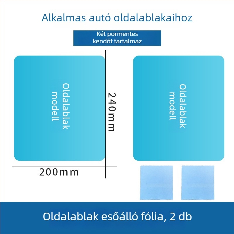 Vízlepergető fólia autótükrökhöz és oldalsó ablakokhoz, páramentesítő hatással