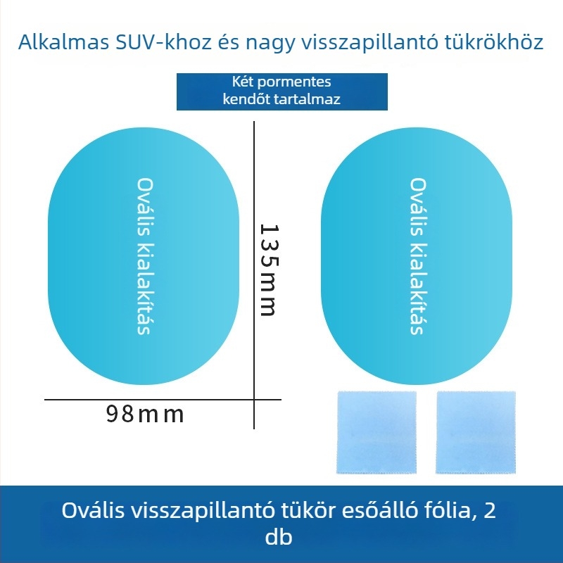 Vízlepergető fólia autótükrökhöz és oldalsó ablakokhoz, páramentesítő hatással