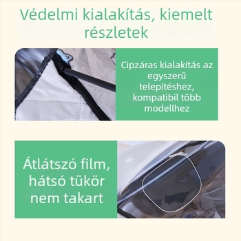 Elektromos jármű első szélvédője – átlátszó, vízálló, napvédő; modell 001; alkalmas visszapillantóval rendelkező, kosár nélküli motorkerékpárokhoz; anyag: Oxford szövet + műanyag