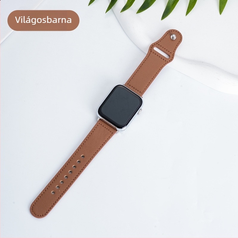 Top-grain valódi bőrből készült óraszíj Apple Watch és Huawei Watch-hoz, retro üzleti stílus, első réteg bőr, csattal