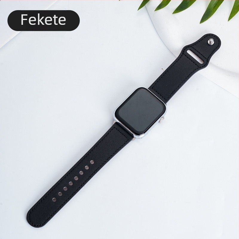 Top-grain valódi bőrből készült óraszíj Apple Watch és Huawei Watch-hoz, retro üzleti stílus, első réteg bőr, csattal