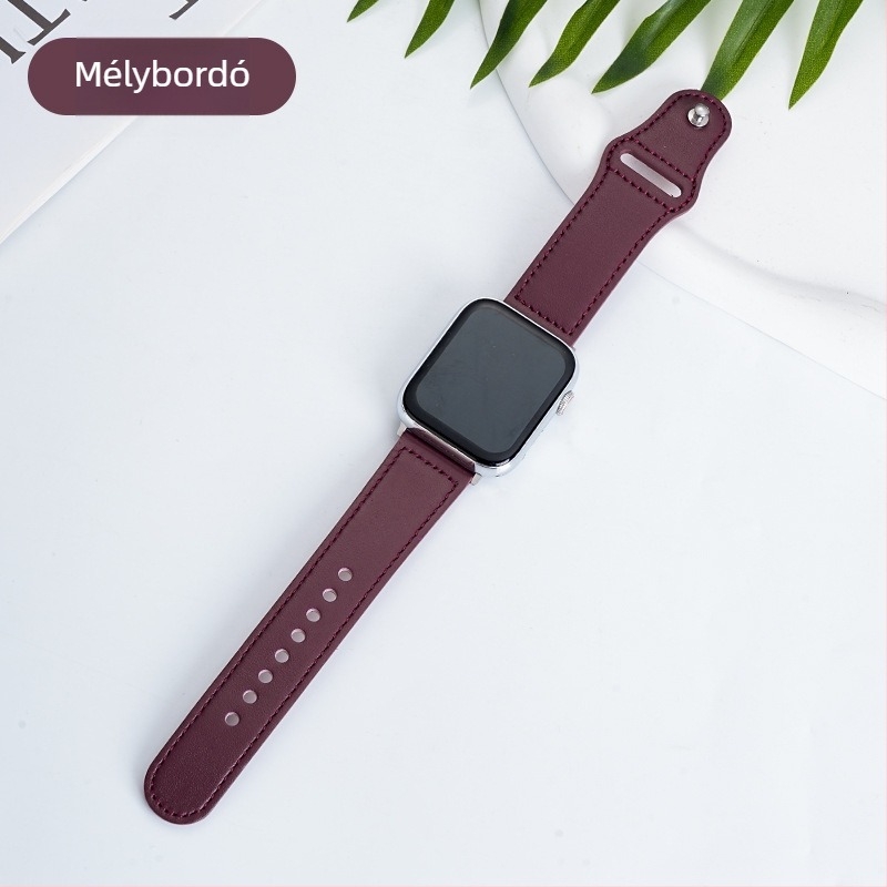 Top-grain valódi bőrből készült óraszíj Apple Watch és Huawei Watch-hoz, retro üzleti stílus, első réteg bőr, csattal