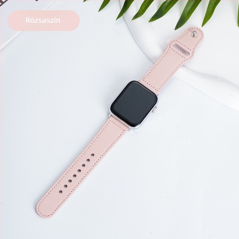 Top-grain valódi bőrből készült óraszíj Apple Watch és Huawei Watch-hoz, retro üzleti stílus, első réteg bőr, csattal