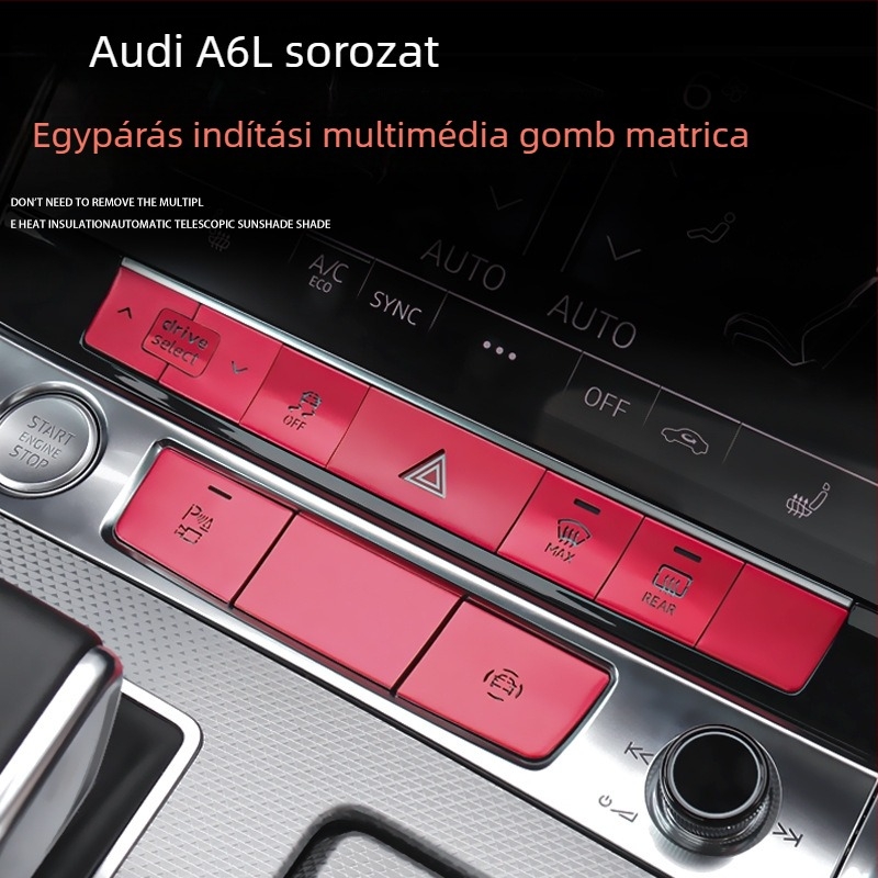 Alumínium ötvözetből készült gomb dekoráció Audi A6L/A7 2019–2020 elektronikus kézifék központi vezérlőhöz, logóval nyomtatva, testreszabható