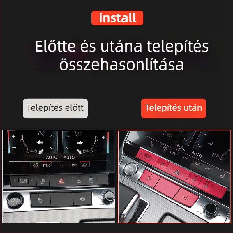 Alumínium ötvözetből készült gomb dekoráció Audi A6L/A7 2019–2020 elektronikus kézifék központi vezérlőhöz, logóval nyomtatva, testreszabható