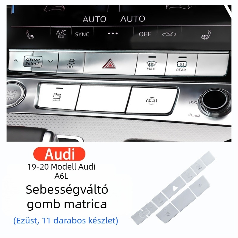 Alumínium ötvözetből készült gomb dekoráció Audi A6L/A7 2019–2020 elektronikus kézifék központi vezérlőhöz, logóval nyomtatva, testreszabható
