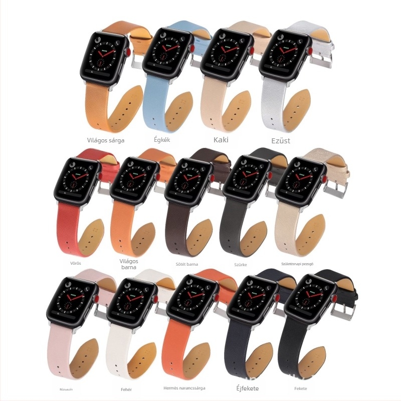Apple Watch pánt Gen 1-8/SE/Ultra, Saffiano textúra, PU anyag, állítható tűs csat, divat stílus