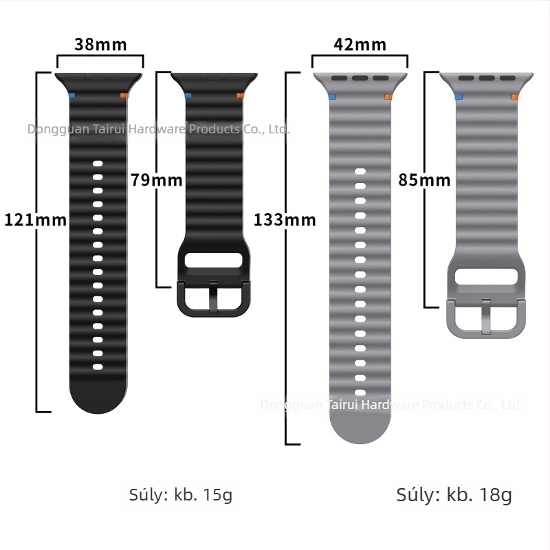 Hullámvarrású szilikon óraszíj Apple Watch Series 9/8-hoz – sportos szíj minden sorozathoz