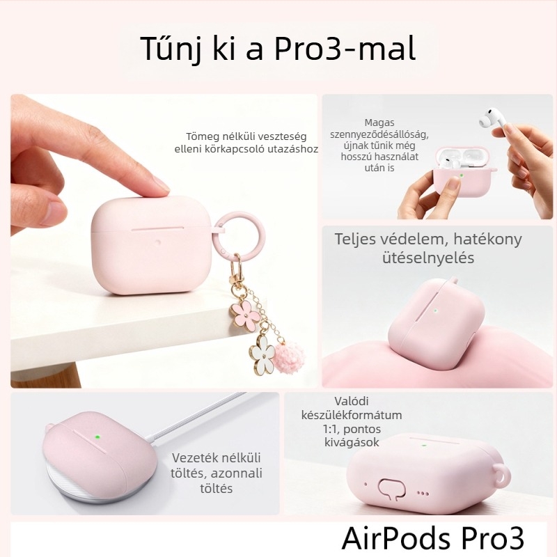 AirPods Pro 3 és AirPods 4. generációs védőtok – szilikon, injekciós öntéses kialakítás, Apple-kompatibilis