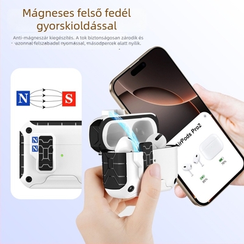 AirPods tok – TPU+PC tokozás, multifunkcionális, hordozható, matt felület, spray technikával készülve