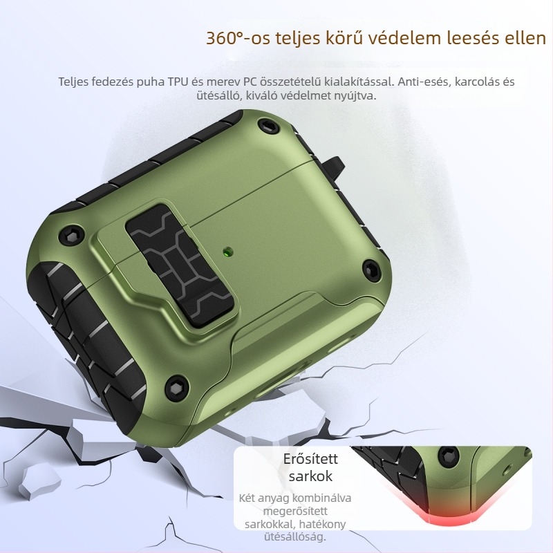 AirPods tok – TPU+PC tokozás, multifunkcionális, hordozható, matt felület, spray technikával készülve
