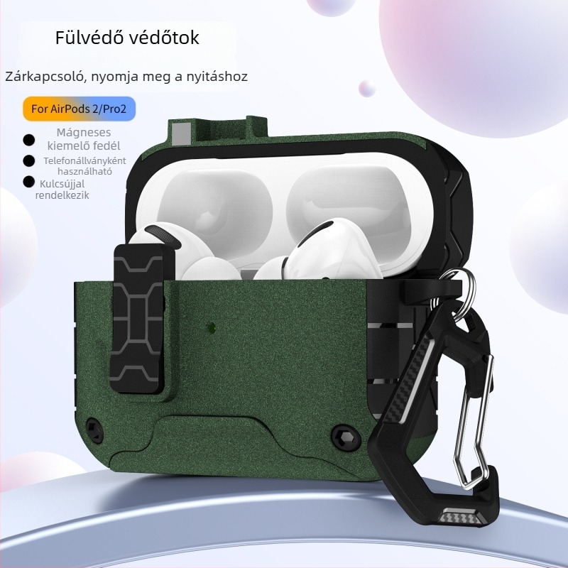 AirPods tok – TPU+PC tokozás, multifunkcionális, hordozható, matt felület, spray technikával készülve