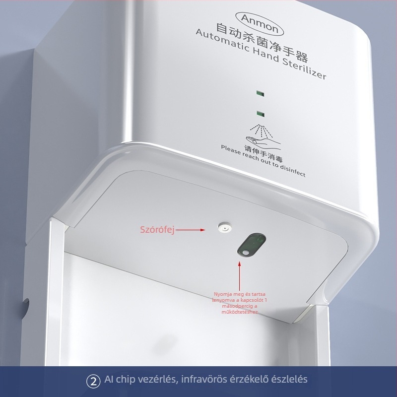 Fali automatikus fertőtlenítő permetező szenzorral, ABS anyag, oxidációs kezelés, modern minimalista stílus