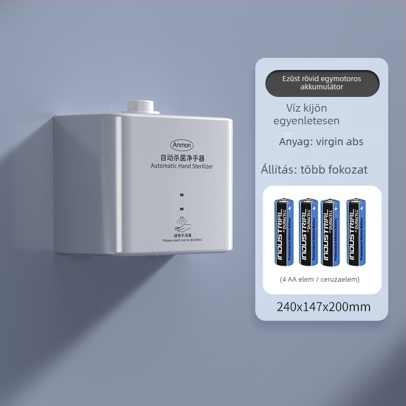 Fali automatikus fertőtlenítő permetező szenzorral, ABS anyag, oxidációs kezelés, modern minimalista stílus