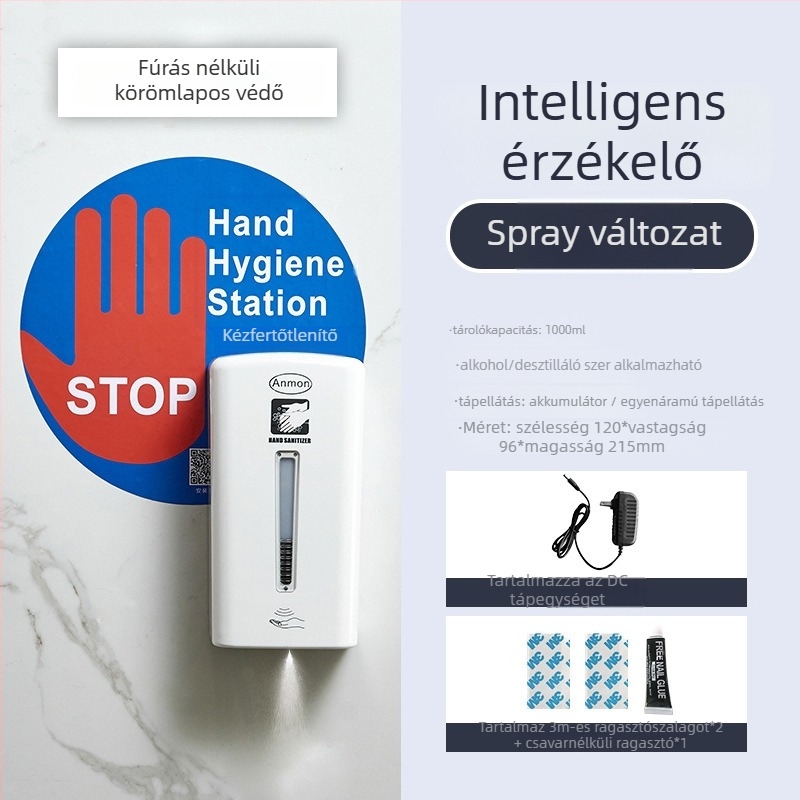 Fali automatikus fertőtlenítő permetező szenzorral, ABS anyag, oxidációs kezelés, modern minimalista stílus