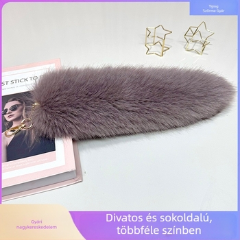 Kristályos műszőrme róka farok medál, műbőr táskadísz, cosplay kiegészítő, kulcstartó farokkal, Instagram-stílushoz illeszkedő