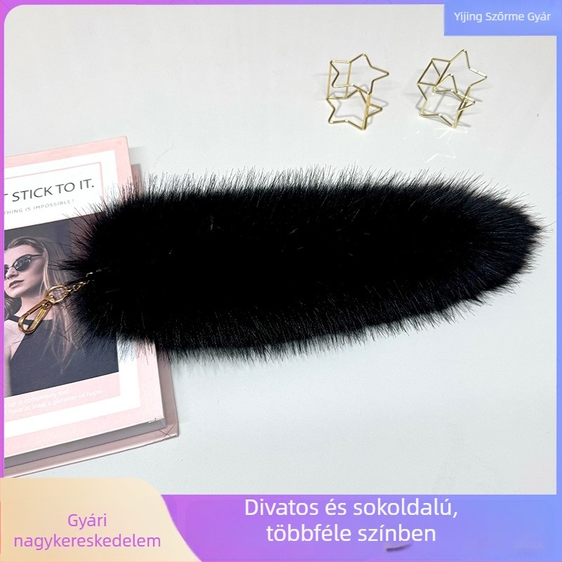 Kristályos műszőrme róka farok medál, műbőr táskadísz, cosplay kiegészítő, kulcstartó farokkal, Instagram-stílushoz illeszkedő