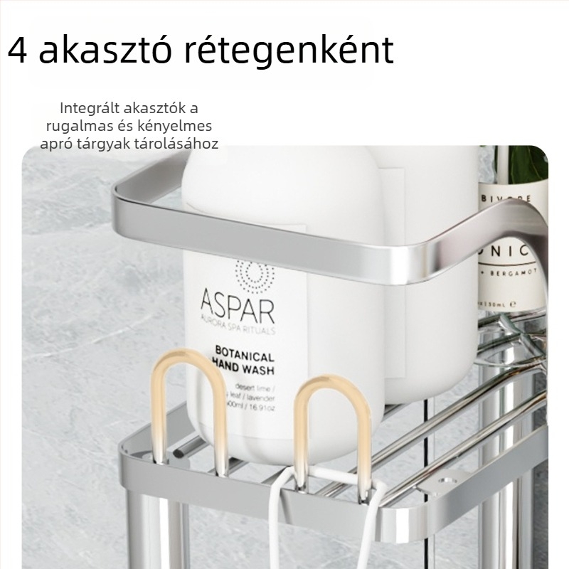 Wo cube rozsdamentes acél sarok fürdőszobai polc, háromszög alakú álló polc, két szintes, modern minimalista stílus, erős teherbírás