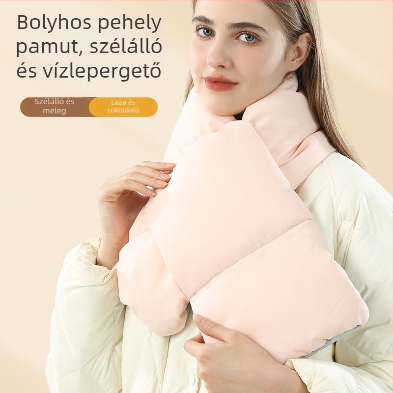 Női téli sál mesterséges pehelytöltéssel, fleece-béléssel a nyaknál, szélálló és hőtartó, egyszínű