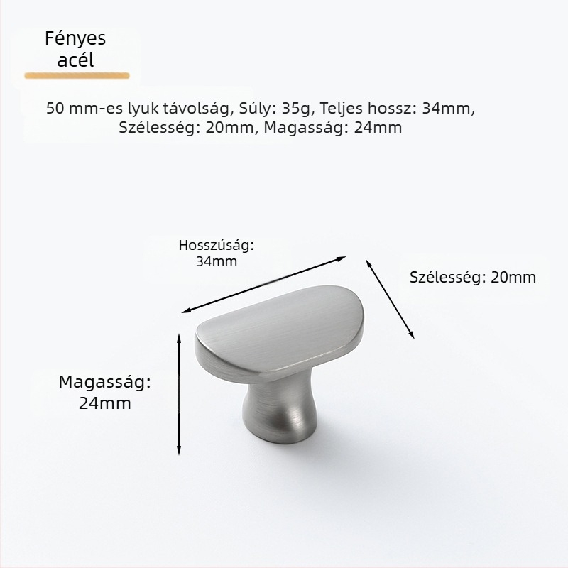 Gardrób- és fiókhoz való ajtófogantyú, cinkötvözet, elektroplakolt felülettel, modern minimalista stílus, modell 3039, felületre szerelhető