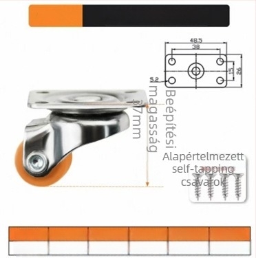 Bútor görgők, csendesek, TPE gumi és acélcsapágyakkal, modell TPE Furniture Silent Rollers, márka 3T8O