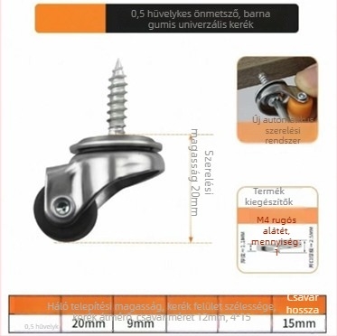 Bútor görgők, csendesek, TPE gumi és acélcsapágyakkal, modell TPE Furniture Silent Rollers, márka 3T8O