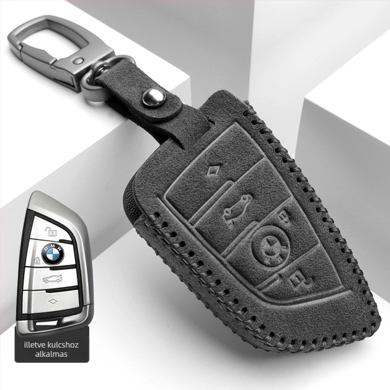 BMW LCD kulcstartó tok kompatibilis a 7-es sorozattal (730Li, 740 sorozat), a 5-ös sorozattal (530Le), a 6-os sorozat GT, X6, X7, X5 — velúr anyagból, egyszerű stílus, testreszabás elérhető