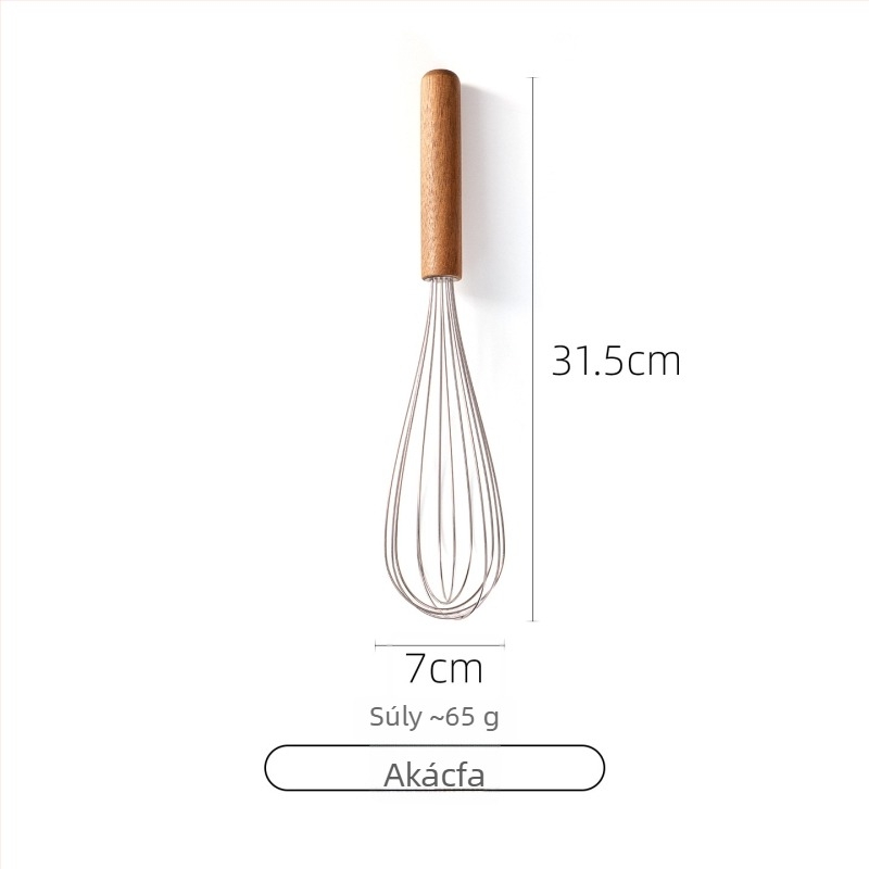 Akácfa kanál- és spatula készlet tapadásmentes serpenyőkhöz, magas hőállóságú, égésálló, kampó kialakítás, fa nyéllel