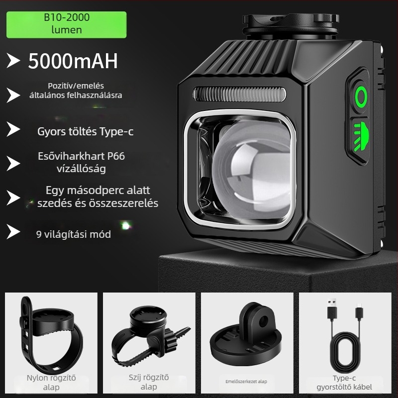 Elülső világítás kerékpárhoz, országúti és MTB kerékpárokhoz, éjszakai vezetéshez, integrált bringa számítógéppel, hosszú üzemidejű akkumulátor