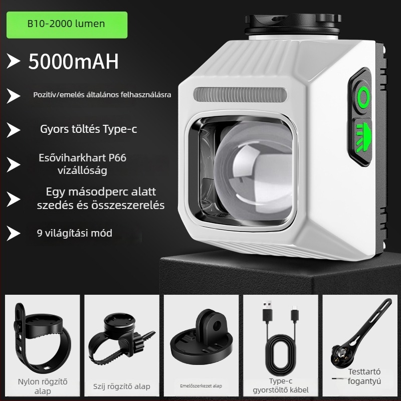 Elülső világítás kerékpárhoz, országúti és MTB kerékpárokhoz, éjszakai vezetéshez, integrált bringa számítógéppel, hosszú üzemidejű akkumulátor