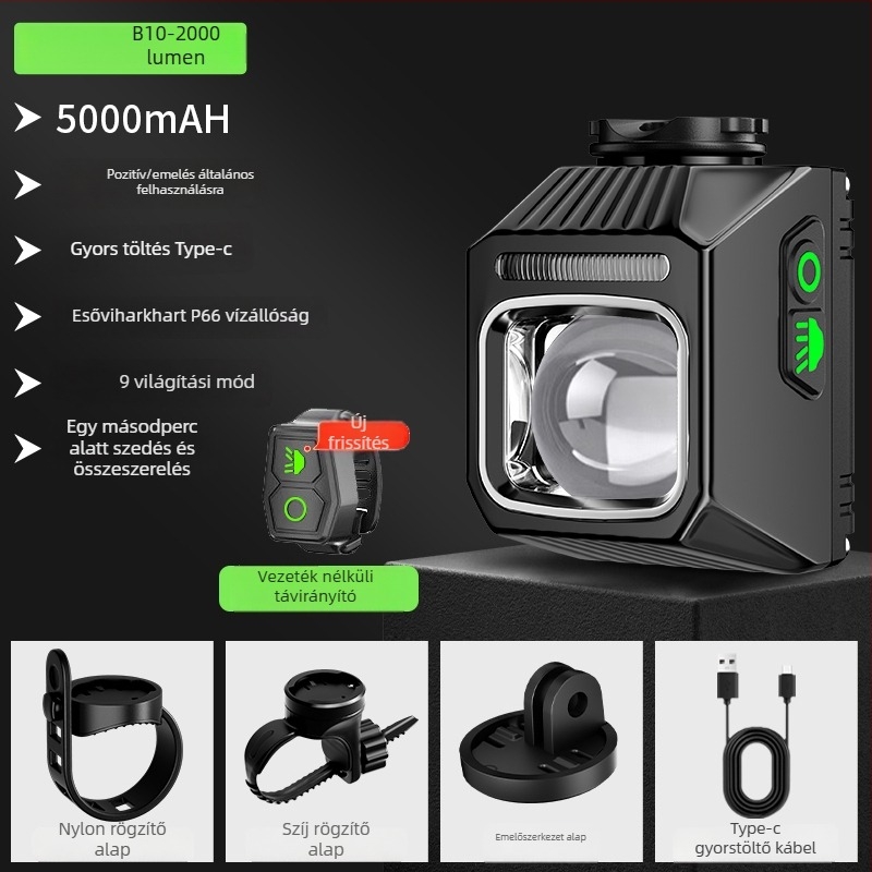 Elülső világítás kerékpárhoz, országúti és MTB kerékpárokhoz, éjszakai vezetéshez, integrált bringa számítógéppel, hosszú üzemidejű akkumulátor