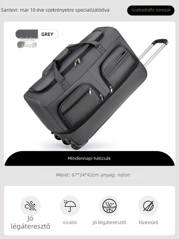 Nylon utazótáska, összecsukható és bővíthető, 20-35 L kapacitás, uniszex dizájn, poliészter bélés