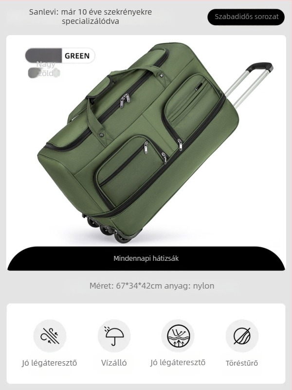 Nylon utazótáska, összecsukható és bővíthető, 20-35 L kapacitás, uniszex dizájn, poliészter bélés